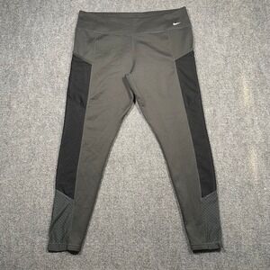 Nike Therma Fit Womens Leggings‎ Tights Athletic Pants Size XXL Gray Black Mesh